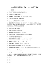 湖北省黄冈市黄梅县育才高级中学2025-2026学年高一上学期12月月考化学试题（含答案）含答案解析