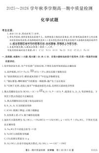 安徽省部分重点高中2025-2026学年高一上学期11月期中质量检测 化学试卷（含答案）