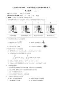 2025北京交大附中高三（上）12月月考化学试卷（教师版）