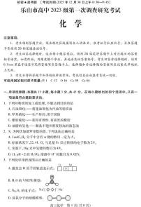 四川省乐山市高中2026届高三上学期第一次调查研究考试化学试题（含答案）含答案解析