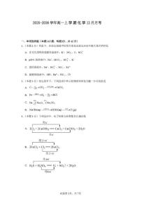 2025-2026学年河南省漯河市临颍县博雅学校高一上学期12月月考化学试题（有答案）