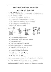 2025-2026学年湖南省常德市汉寿县第一中学高二上学期12月月考化学试题（有解析）