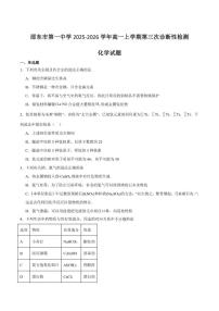 2025-2026学年湖南省邵东市第一中学高一上学期第三次诊断性检测化学试卷(有答案)