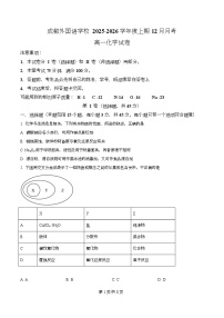四川省成都外国语学校2025-2026学年高一上学期12月月考化学试卷（Word版附解析）