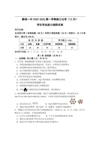 2025-2026学年天津市静海区第一中学高三上学期12月月考化学试题（有答案）