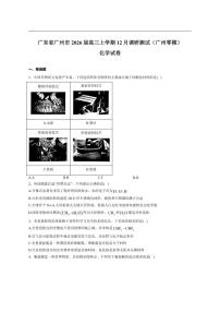 2026届广东省广州市高三上学期12月调研测试（广州零模）化学试卷（有答案）