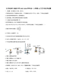 江苏省奔牛高级中学2025-2026学年高一上学期12月月考化学试题-自定义类型