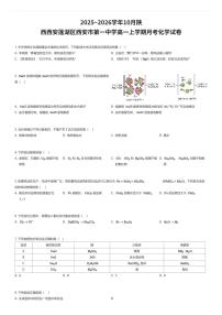 2025~2026学年10月陕西西安莲湖区西安市第一中学高一上学期月考化学试卷（有答案解析）