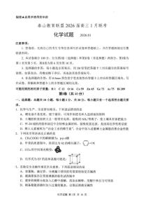 山东省泰山教育联盟2026届高三上学期1月联考模拟预测化学试题（含答案）