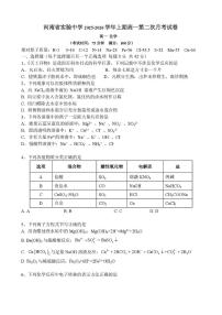 河南省实验中学2025-2026学年高一上学期第二次月考化学试卷