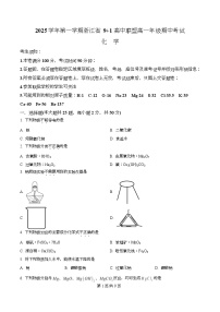 浙江省91高中联盟2025-2026学年高一上学期11月期中考试化学试卷（Word版附解析）