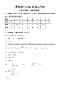 湖北孝感高级中学2026届高三上学期化学试卷答案