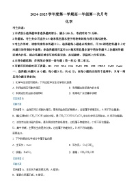 河北省沧州市2024-2025学年高一上学期10月月考化学试题  Word版含解析