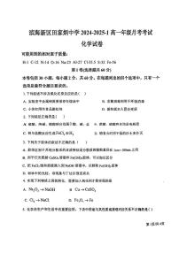 天津市滨海新区田家炳中学2024-2025学年高一上学期月考化学试题