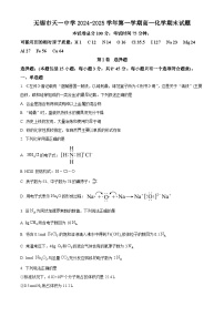 无锡市天一中学2024-2025学年第一学期高一化学期末试题（含解析）
