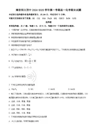 南京师大附中2024-2025学年第一学期高一化学期末试题（含解析）