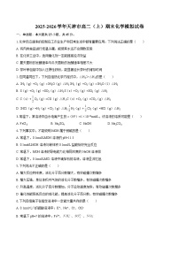 2025-2026学年天津市高二（上）期末化学模拟试卷-自定义类型
