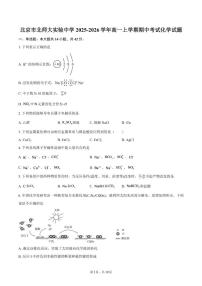 2025-2026学年北京市北师大实验中学高一上学期期中考试化学试题（含答案）