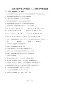 2025-2026学年天津市高二（上）期末化学模拟试卷（含答案）