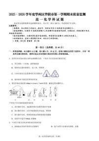 2025-2026学年陕西省渭南市华阴市华州区校级联考高一上学期期末质量监测化学（含解析）试卷