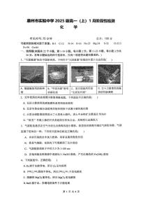 广东省惠州市实验中学2025-2026学年高一上学期1月月考化学试题