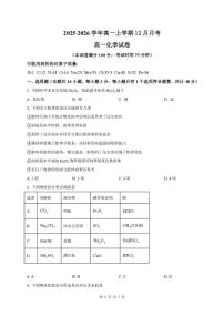 河北省唐山市迁安市第二中学2025-2026学年高一上学期12月月考化学试题