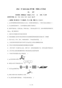 河北省邯郸市武安市第一中学2025-2026学年高二上册12月月考化学试卷（含答案）