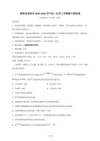 湖南省耒阳市2025-2026学年高二化学上册期中模拟化学试卷（含答案）