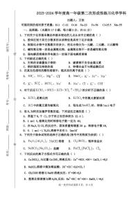 天津市武清区天和城实验中学2023-2024学年高一上学期第二次月考 化学试题（月考）