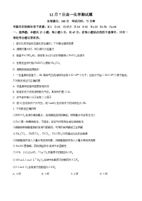 湖北省武汉市华中师范大学第一附属中学2025-2026学年高一上学期12月月考化学试卷（Word版附解析）