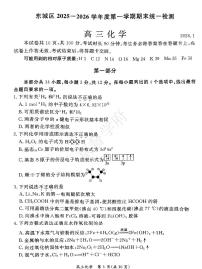 2026北京东城高三（上）期末化学试卷（含答案）