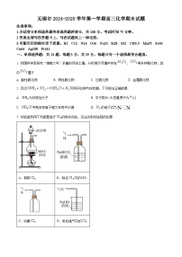 无锡市2024-2025学年第一学期高三化学期末试题（含解析）