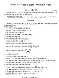 北京市东城区2025一2026学年度高三第一学期期末统一检测化学试卷+答案