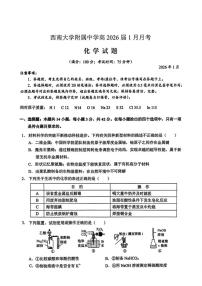 2025-2026学年重庆市西南大学附属中学上学期高三1月月考化学试卷（含答案）