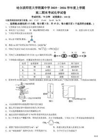 2025-2026年黑龙江省哈尔滨市师大附中高二上期末化学试卷（含答案）