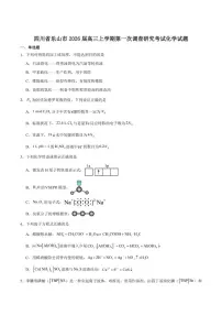 2026届四川省乐山市高三上学期第一次调查研究考试化学试卷（含答案）