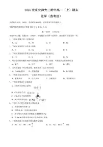 2025-2026学年北京市北师大二附中高一上学期期末考试化学试题（含答案）