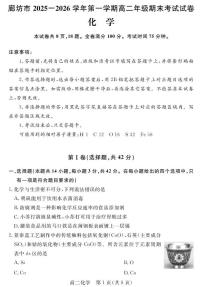 山东省廊坊市2025-2026学年高二上学期期末考试化学试题