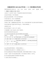 2025-2026学年安徽省蚌埠市高二（上）期末模拟化学试卷（含答案）