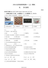 2025-2026学年北京市育英中学高一上学期1月期末考试化学（选考）试题（含解析）