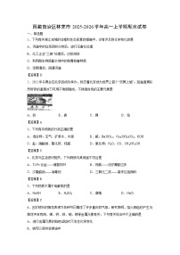 【化学】西藏自治区林芝市2025-2026学年高一上学期期末试卷
