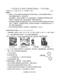广东省湛江市2026年普通高考测试(一)化学试题（含答案）