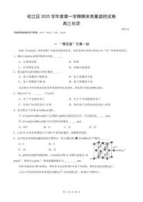 上海市松江区2025-2026学年高三上学期期末质量监控（一模）化学试卷（含答案）