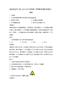 【化学】浙江省金华十校2024-2025学年第一学期期末调研考试高一试卷（学生版+解析版）