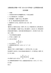 【化学】安徽省淮北市第一中学2024-2025学年高一上学期期末考试试卷（学生版+解析版）