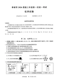 2026届湖北省孝感市高三年级上第一次统一考试化学试卷（含答案）