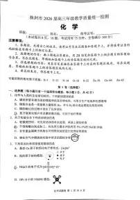 湖南株洲2026届高三上学期一模化学试题（含答案）