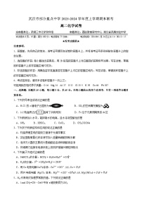 湖北省武汉市部分重点中学2023-2024学年高二上学期期末联考化学试卷 附答案