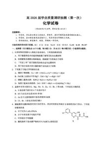 2025-2026学年重庆市九龙坡区（主城五区一诊）高三上学期第一次学业质量调研抽测化学试卷（含答案）