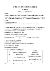 安徽省2026届高三上学期1月质量检测化学试卷（Word版附解析）